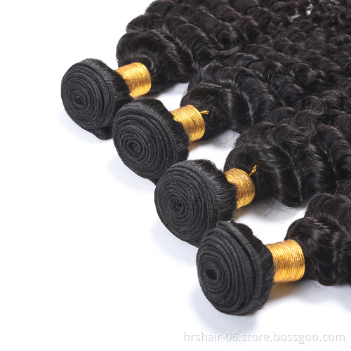 Remy Virgin Human Hair Deep Wave Hair Bundles Extensions Brazilian Bundles With Closure